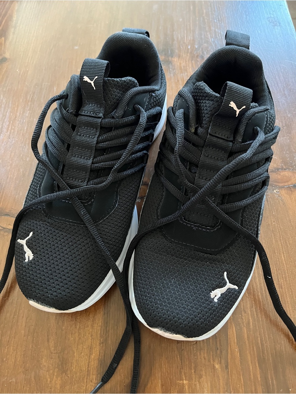 Puma Black and White Knit Lace-Up Sneakers